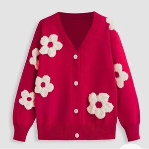 Cider Red Floral Cardigan